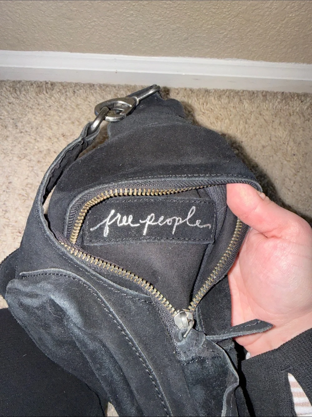 Free People Black Suede Crossbody Sling Bag - Picture 8 of 8